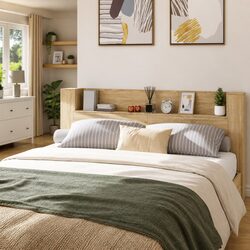 Practical Headboard Cabinet with LED Lights for Your Bedroom
