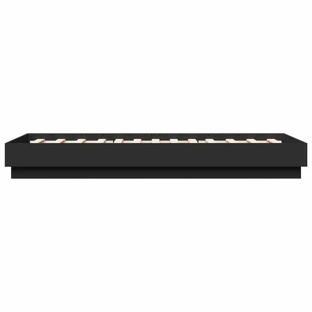 Bed Frame Engineered Wood 90x190 cm Black Slatted Base