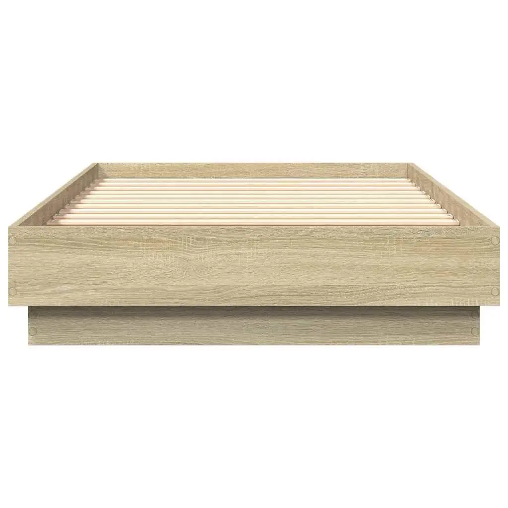 Bed Frame 90x190 cm Sonoma Oak Engineered Wood Slatted Base Bedroom Furniture
