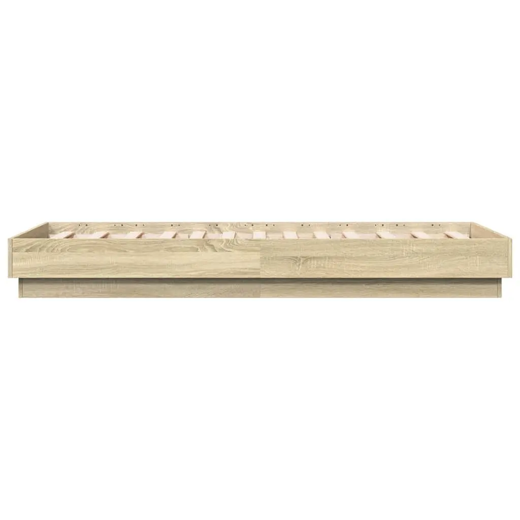 Bed Frame 90x190 cm Sonoma Oak Engineered Wood Slatted Base Bedroom Furniture