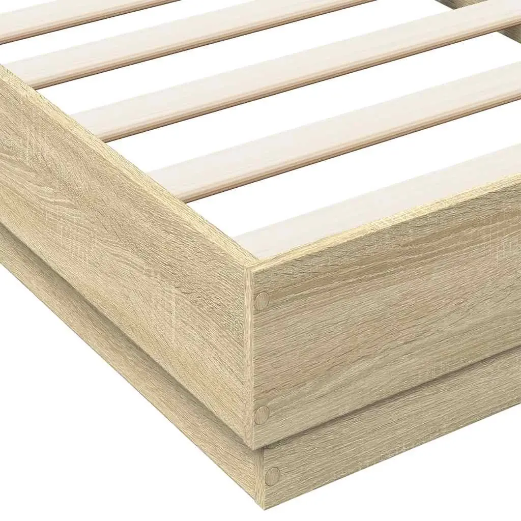 Bed Frame 90x190 cm Sonoma Oak Engineered Wood Slatted Base Bedroom Furniture