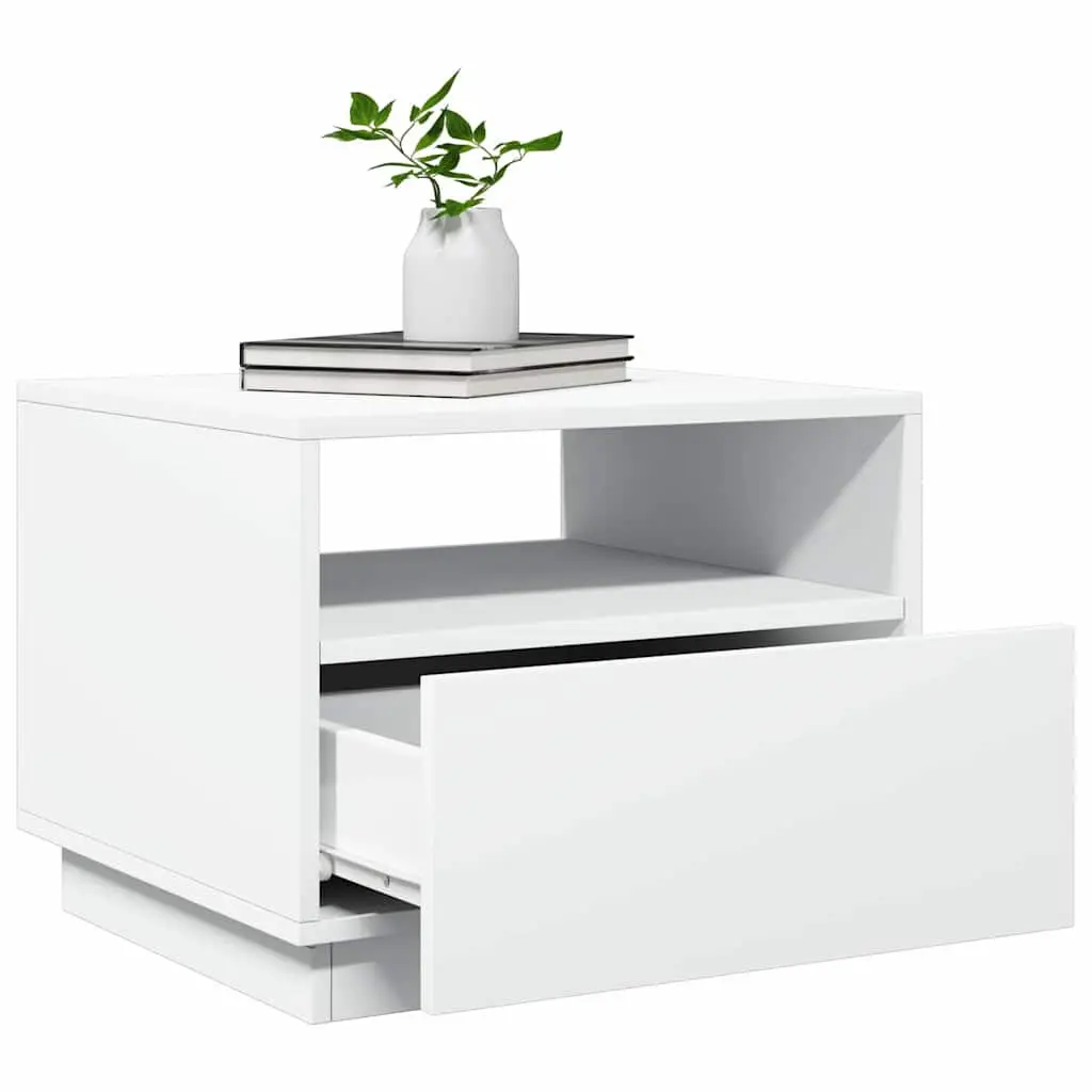 Coffee Table Engineered Wood 50 x 49 x 40 cm White with RGB LED Lights