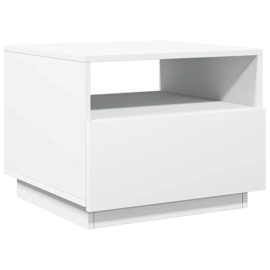 Coffee Table Engineered Wood 50 x 49 x 40 cm White with RGB LED Lights
