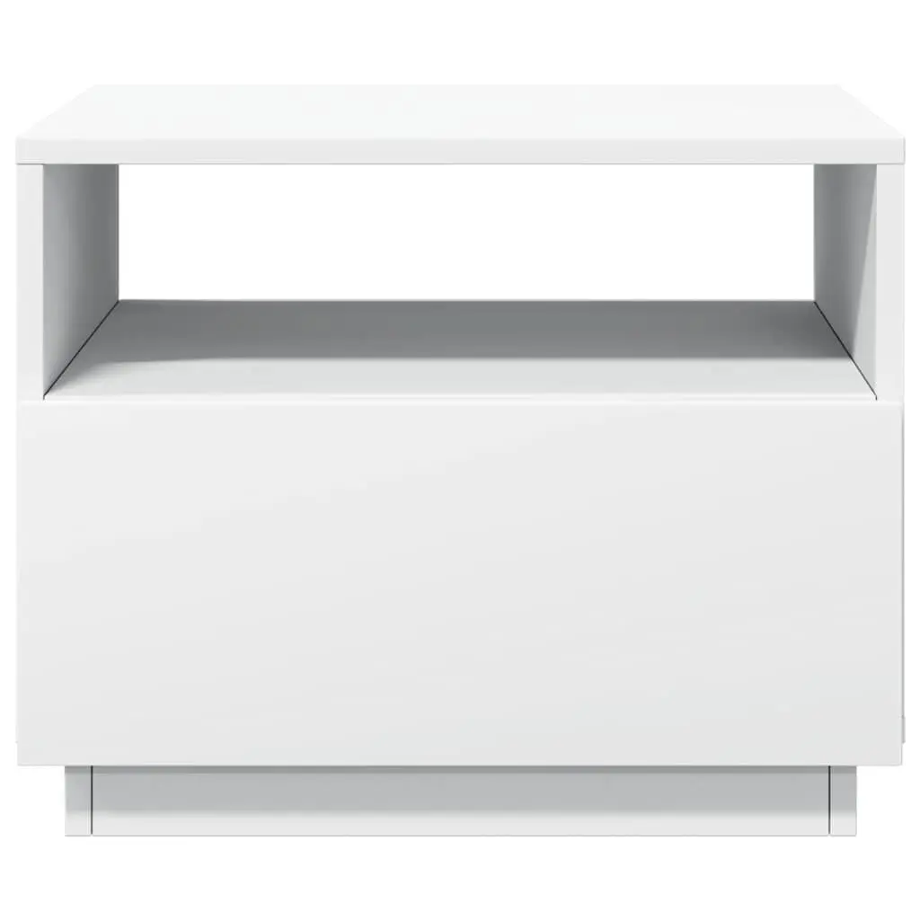Coffee Table Engineered Wood 50 x 49 x 40 cm White with RGB LED Lights