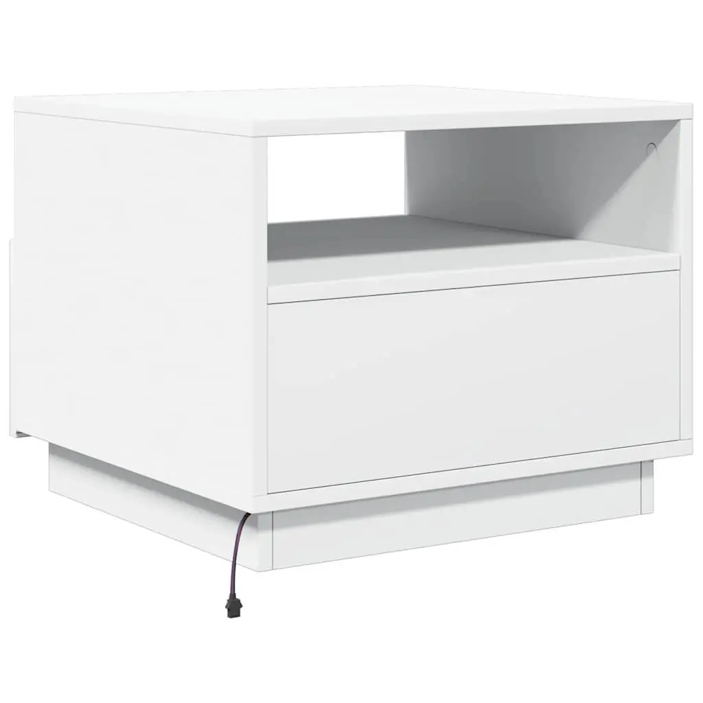 Coffee Table Engineered Wood 50 x 49 x 40 cm White with RGB LED Lights