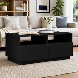 Black Coffee Table with Customizable LED Lighting