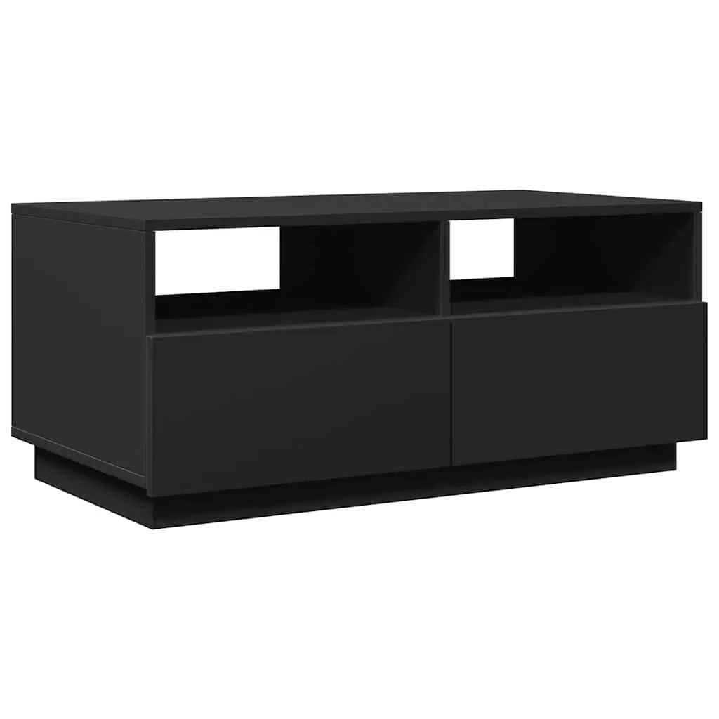 Coffee Table Engineered Wood 90cm Black with RGB LED Lights