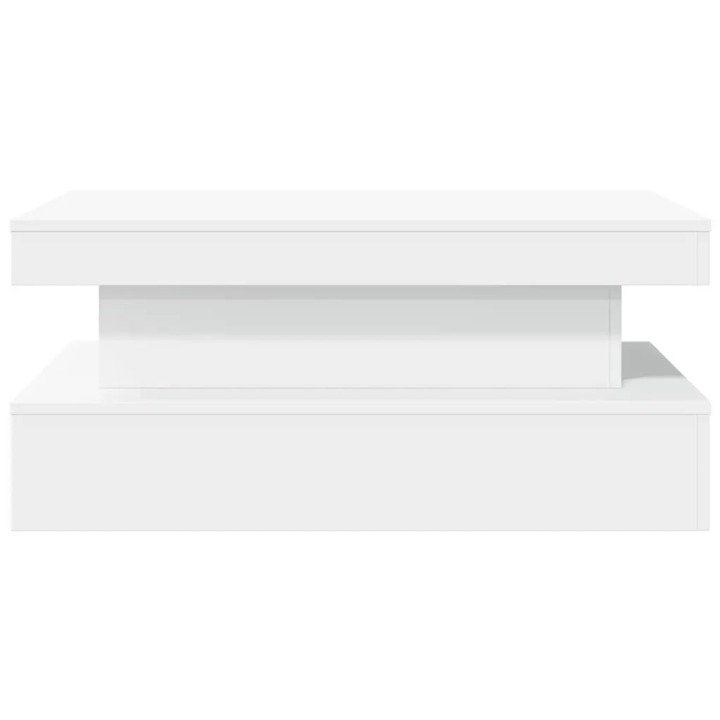 Coffee Table Modern Engineered Wood 90x50x40cm White with RGB LED Lights Living Room Accent Furniture