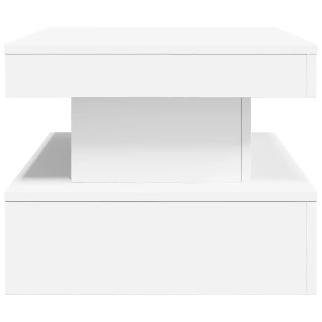 Coffee Table Modern Engineered Wood 90x50x40cm White with RGB LED Lights Living Room Accent Furniture