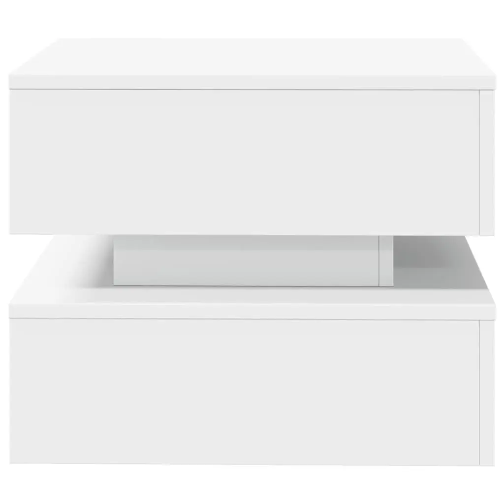 Coffee Table with RGB LED Lights Modern Side Table White Accent Living Room