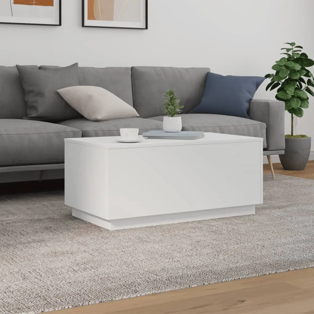 White Coffee Table with Customizable LED Lights
