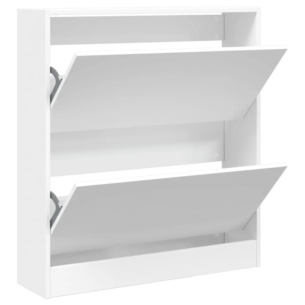 Shoe Cabinet Engineered Wood Compact White 80W x 21D x 87.5H cm