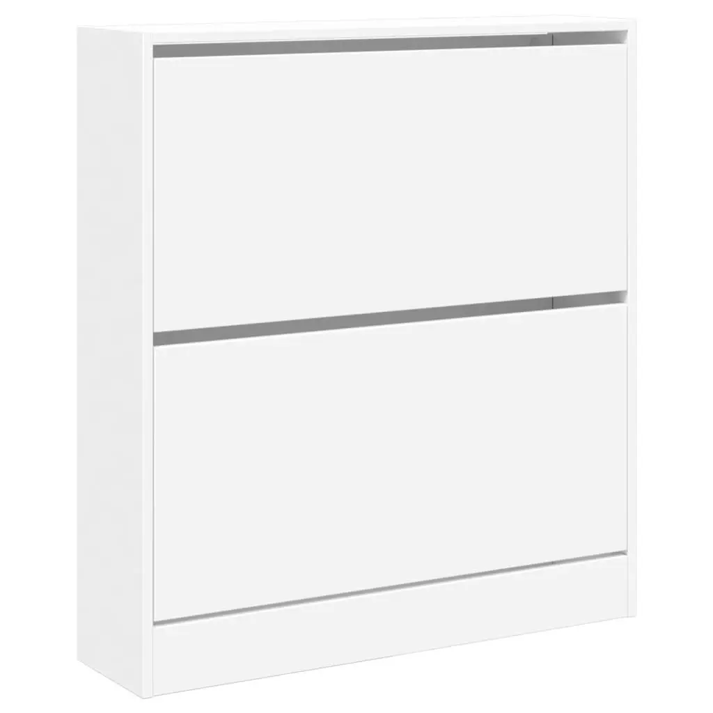 Shoe Cabinet Engineered Wood Compact White 80W x 21D x 87.5H cm