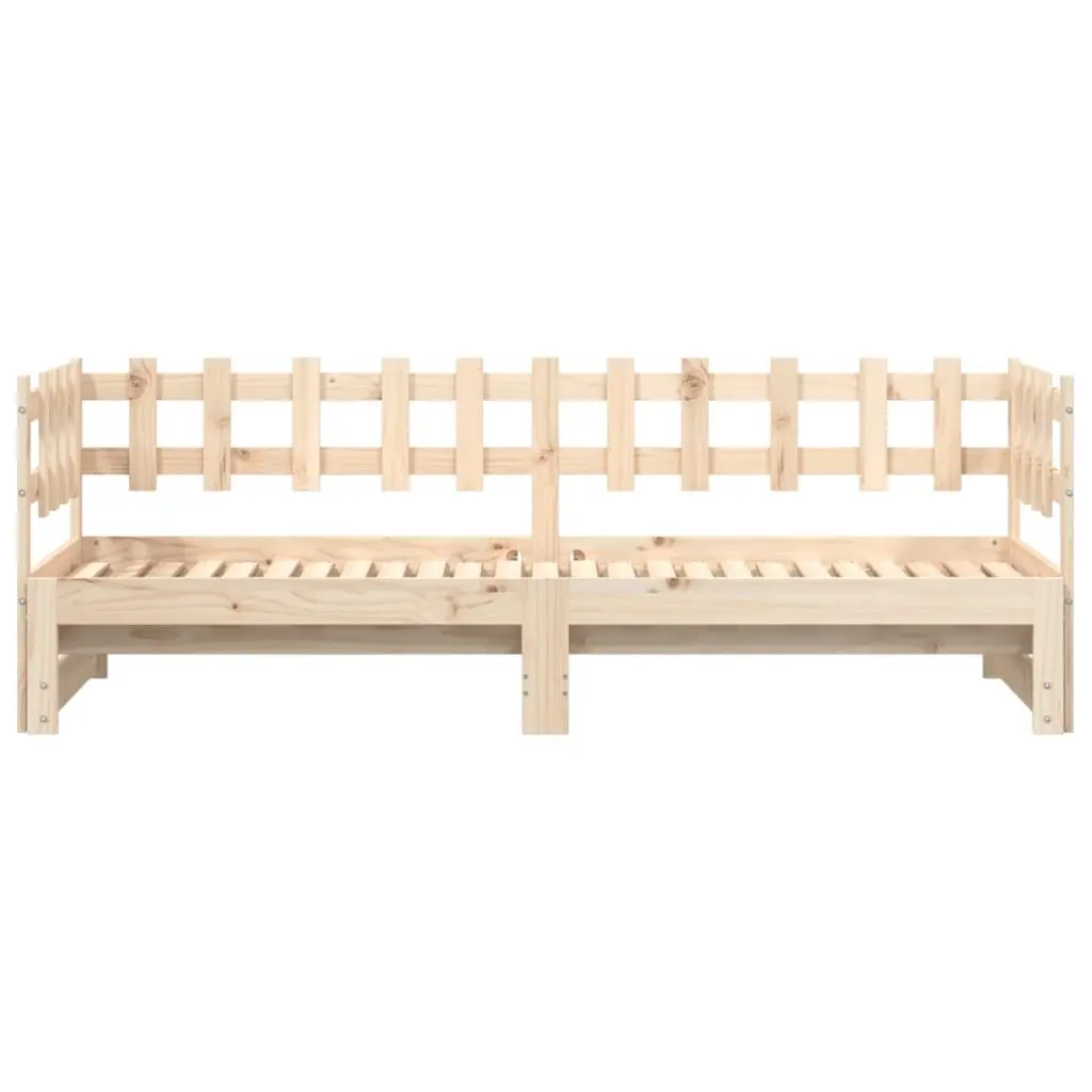 Pull-out Day Bed Solid Wood Slatted Base Guest Bed Sofa Frame Brown 90x190cm