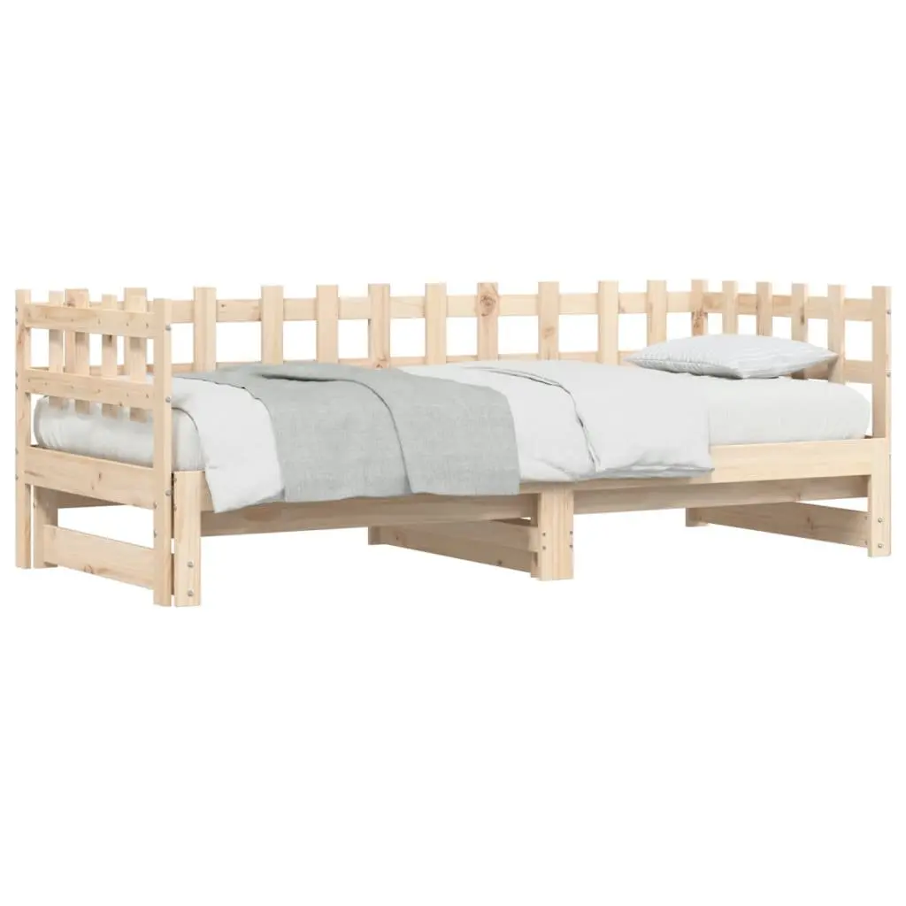 Pull-out Day Bed Solid Wood Slatted Base Guest Bed Sofa Frame Brown 90x190cm