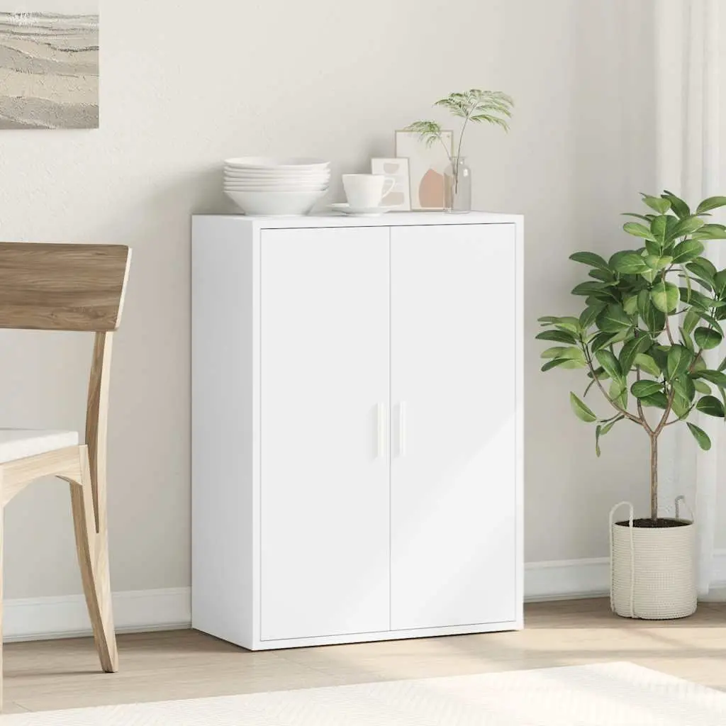White Engineered Wood Sideboard Storage Cabinet 60x31x84cm Buffet Furniture