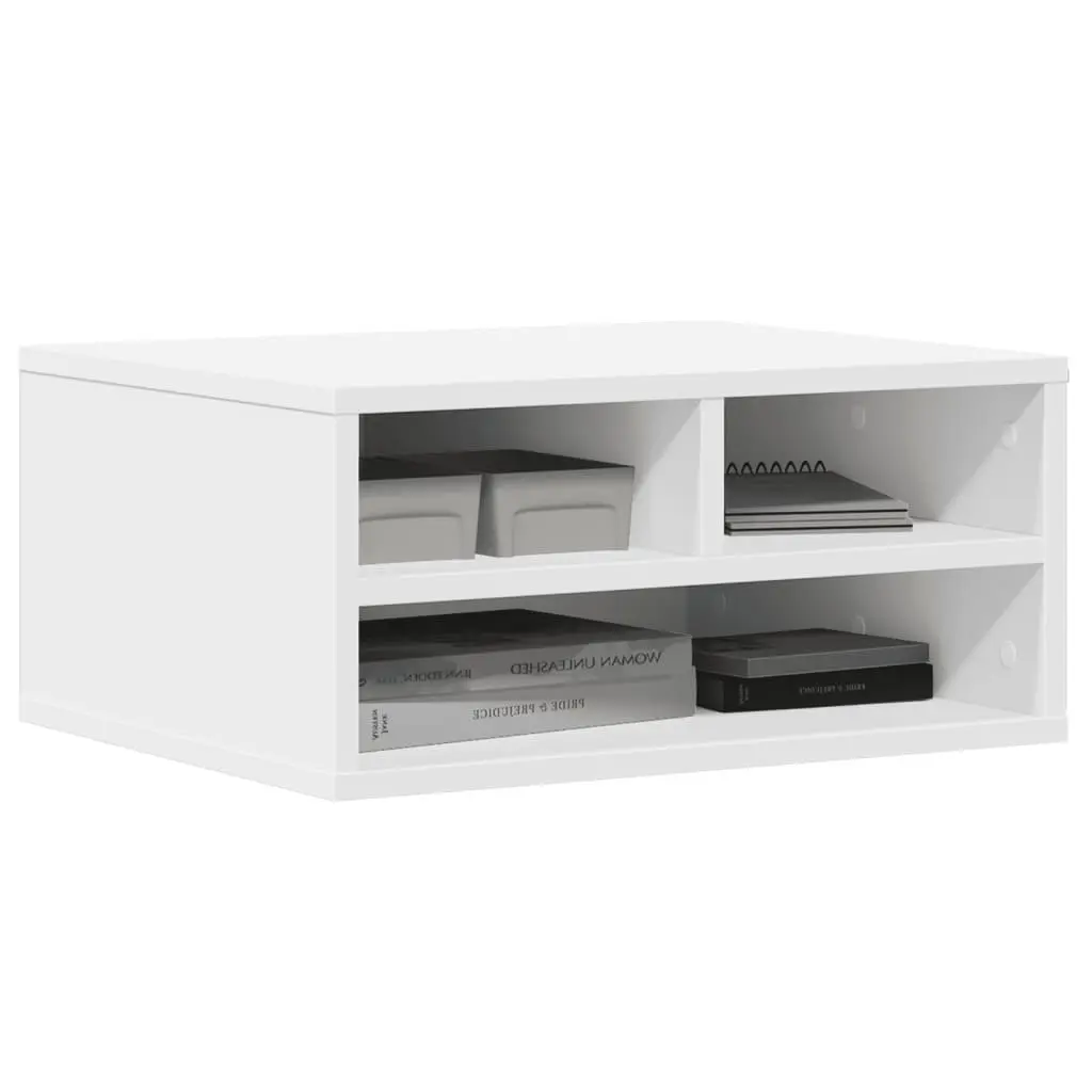 Printer Stand Engineered Wood 49 x 40 x 22.5 cm White Organiser Shelf Storage Office Desk Table