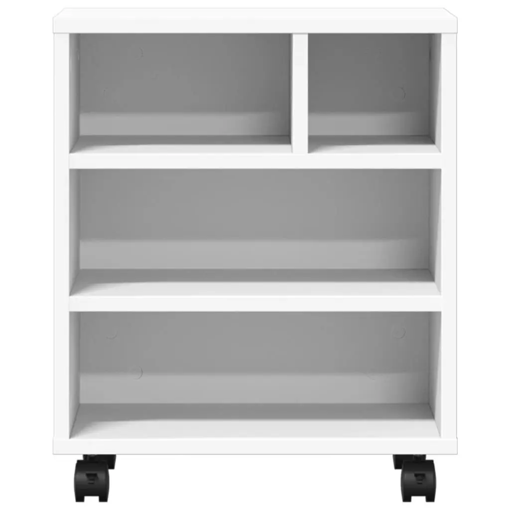 Printer Stand Engineered Wood Mobile Organiser Storage Shelf White 41 x 32 x 48 cm