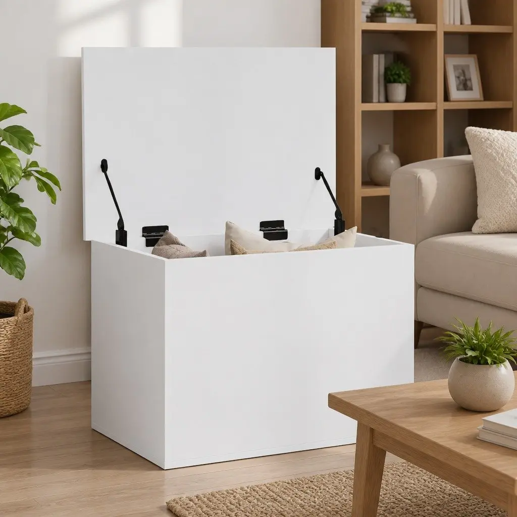 Toy Box Storage Chest Engineered Wood White 60x42x46cm Organiser Furniture