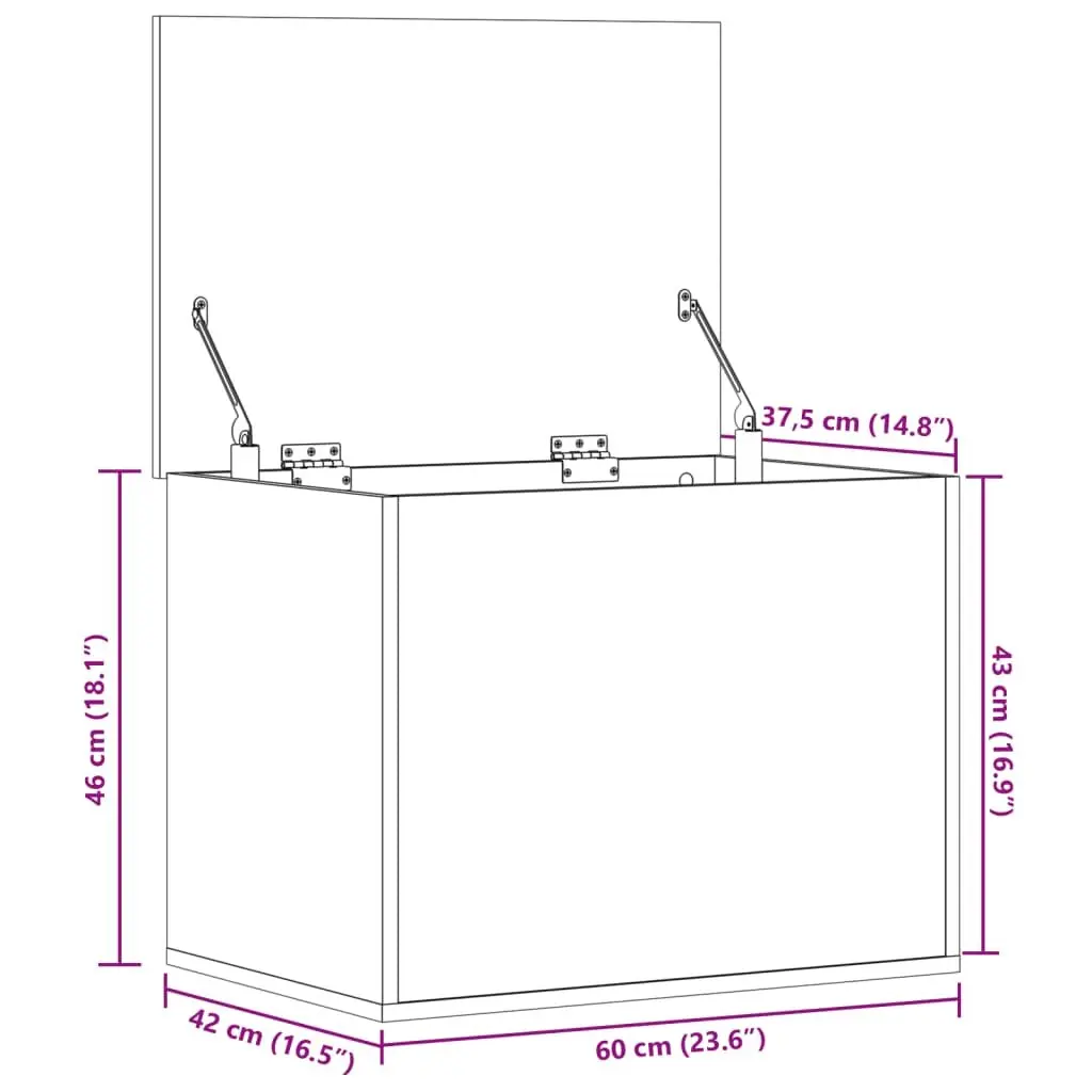 Toy Box Storage Chest Engineered Wood White 60x42x46cm Organiser Furniture