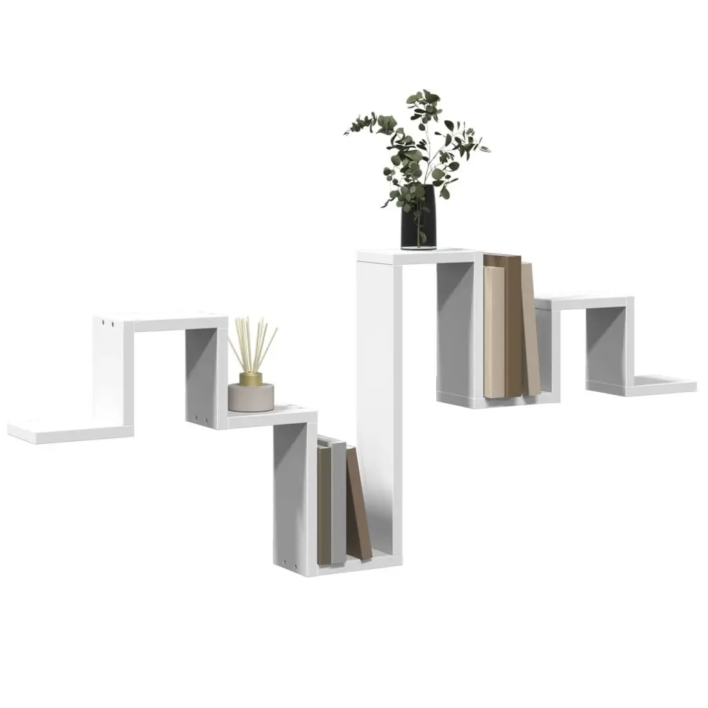 Wall-Mounted Shelf Engineered Wood 104.5x10x43cm White Open Shelf Storage Unit Bookcase Organiser