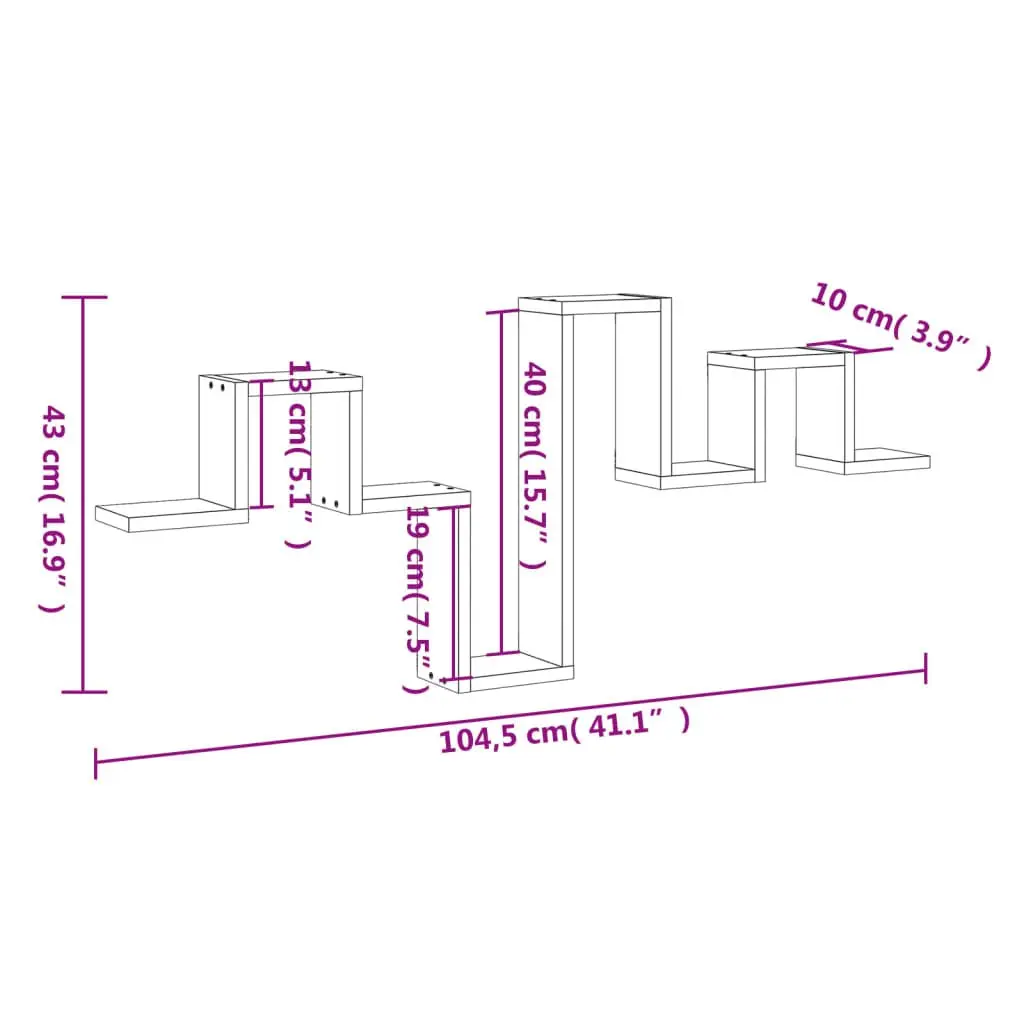 Wall-Mounted Shelf Engineered Wood 104.5x10x43cm White Open Shelf Storage Unit Bookcase Organiser