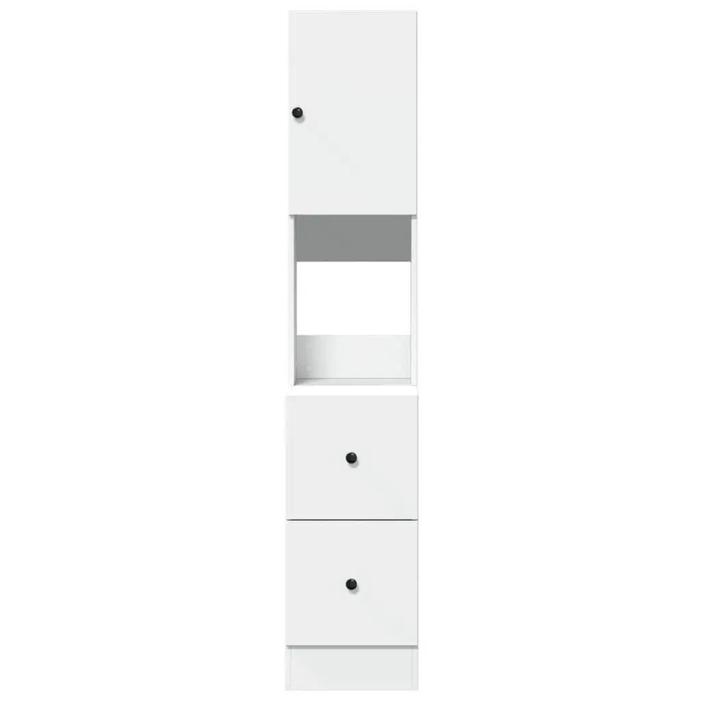 Kitchen Cabinet White Storage Unit with Doors Drawers 35x50x180cm Engineered