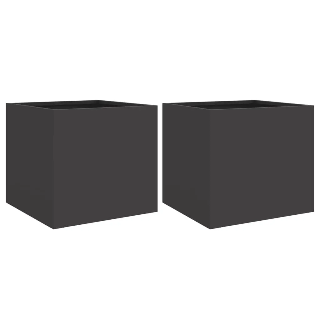 Steel Planters Cold-rolled Steel 32x30x29 cm Black 2 Piece Garden Flower Pot Raised Bed Outdoor