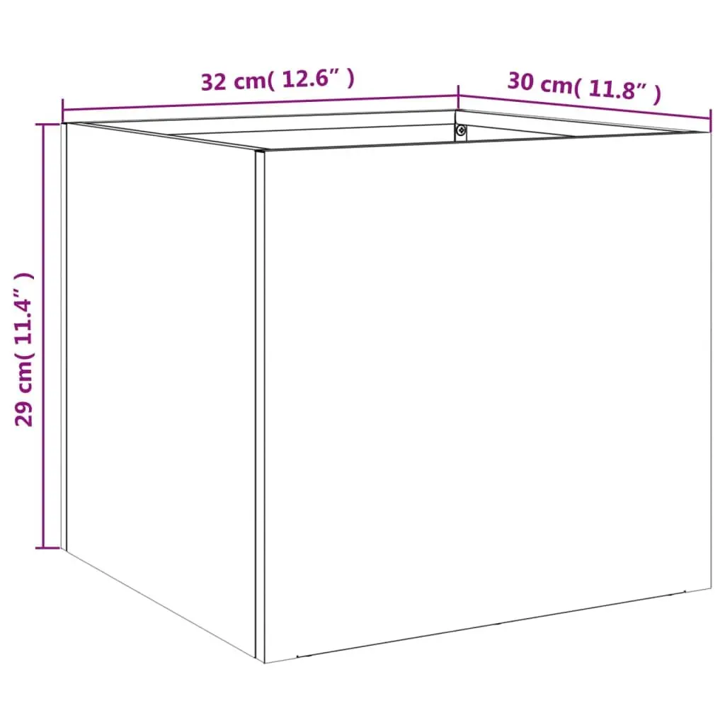 Steel Planters Cold-rolled Steel 32x30x29 cm Black 2 Piece Garden Flower Pot Raised Bed Outdoor