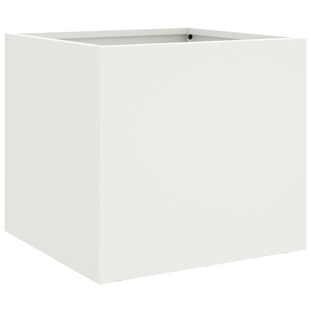 Steel Garden Planters 2 pcs White Outdoor Raised Flower Beds Pots Balcony Decor