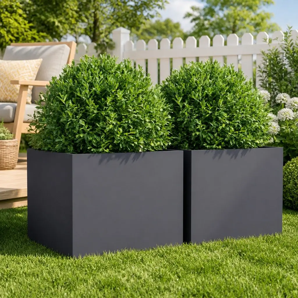Steel Garden Planters Cold-rolled Steel 32x30x29 cm Anthracite 2 Piece