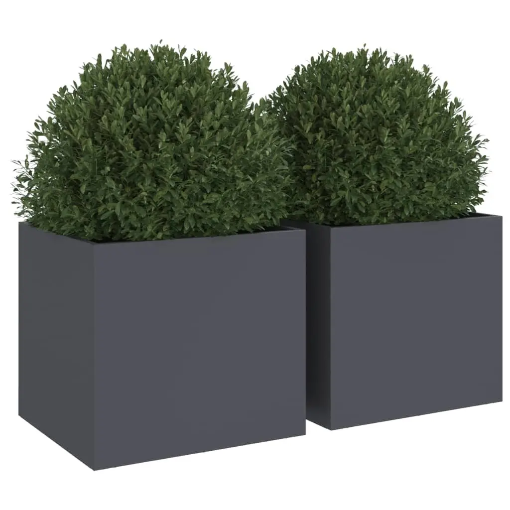 Steel Garden Planters Cold-rolled Steel 32x30x29 cm Anthracite 2 Piece
