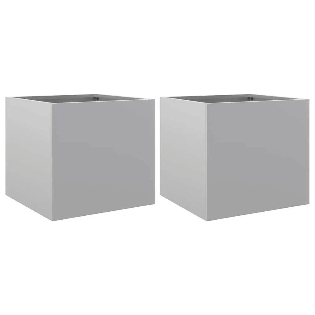Garden Planters Galvanised Steel 32x30x29 cm Silver 2 Piece