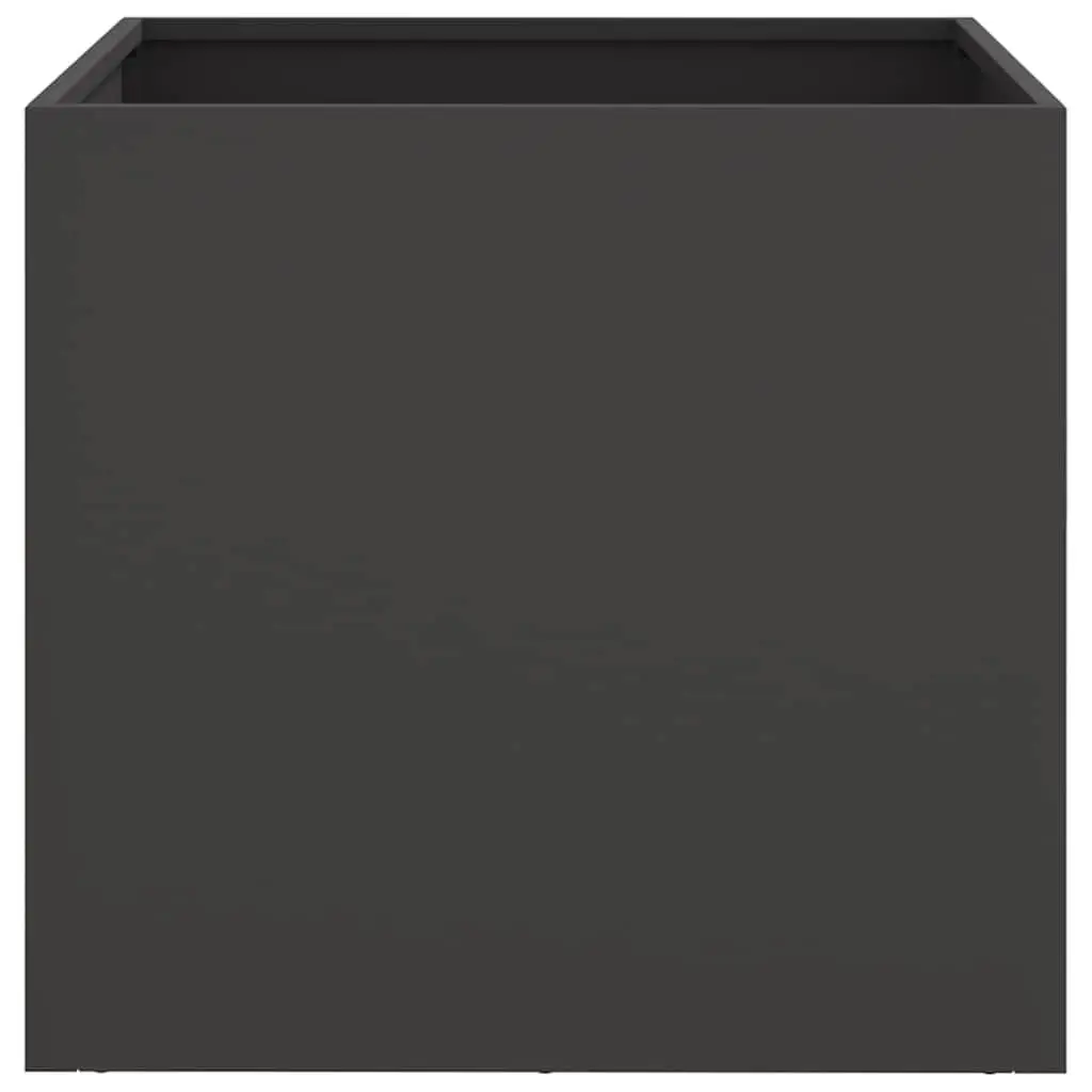 Planter Box Cold-Rolled Steel 42 x 40 x 39 cm Black Garden Flower Pot Outdoor Decorative Container