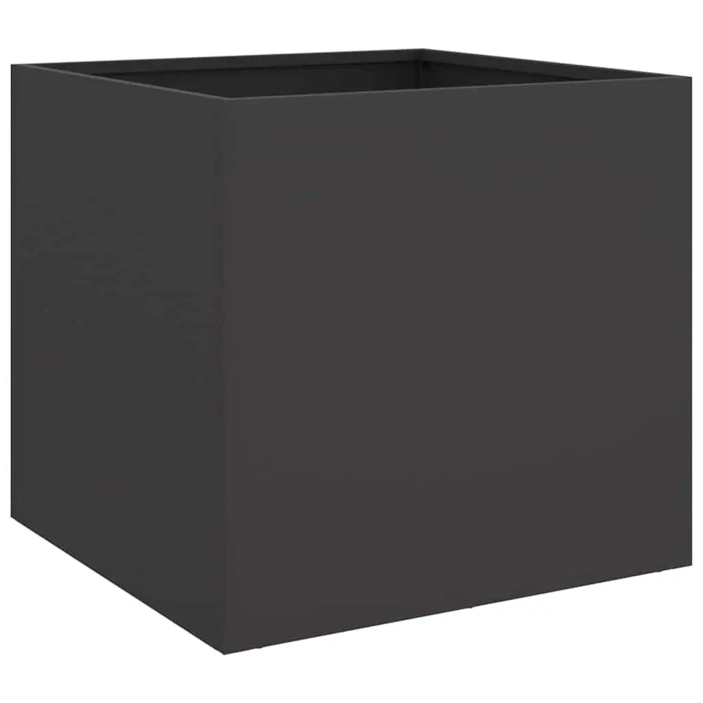 Planter Box Cold-Rolled Steel 42 x 40 x 39 cm Black Garden Flower Pot Outdoor Decorative Container