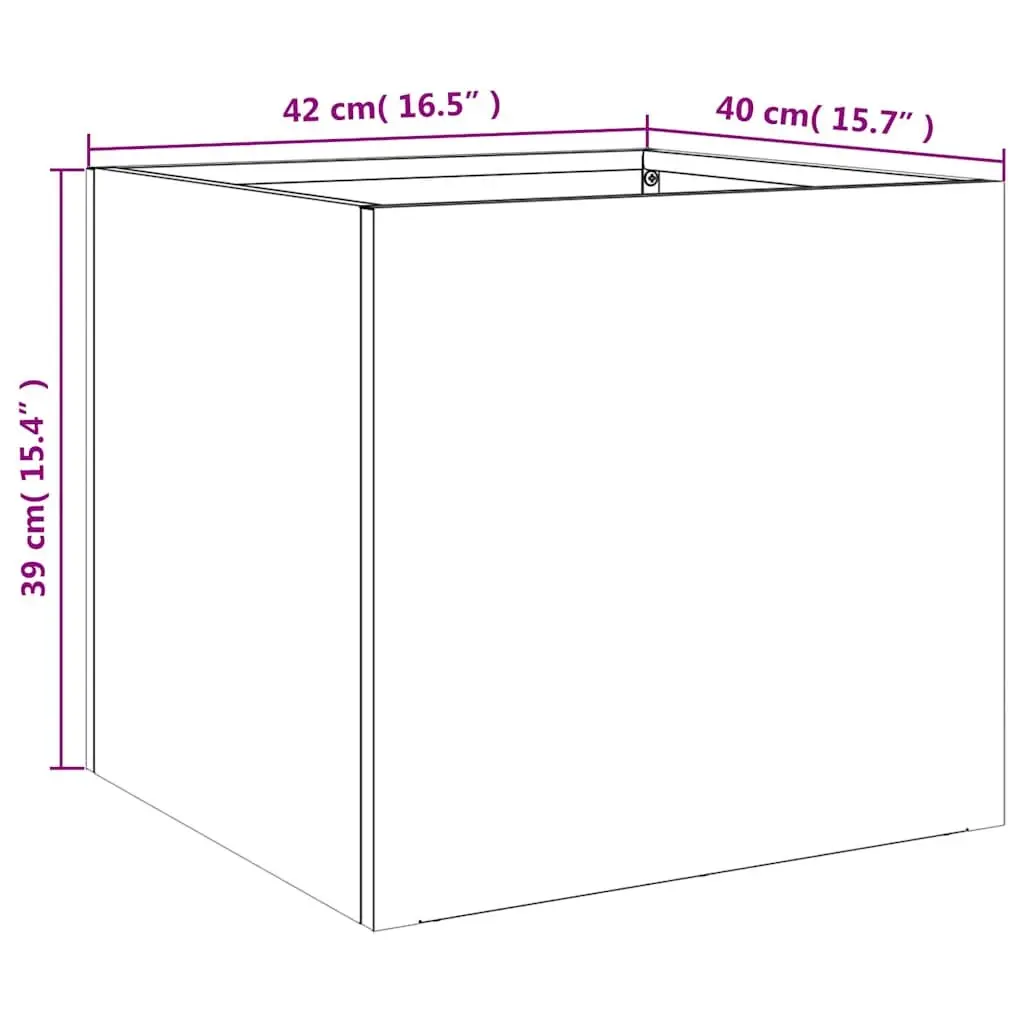 Planter Box Cold-Rolled Steel 42 x 40 x 39 cm Black Garden Flower Pot Outdoor Decorative Container
