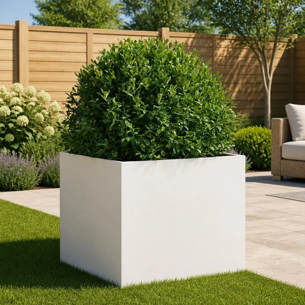 Raised Planter Cold-Rolled Steel 42 x 40 x 39 cm White Outdoor Flower Box