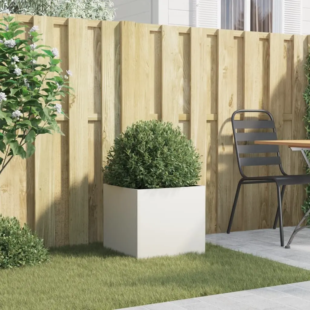 Raised Planter Cold-Rolled Steel 42 x 40 x 39 cm White Outdoor Flower Box