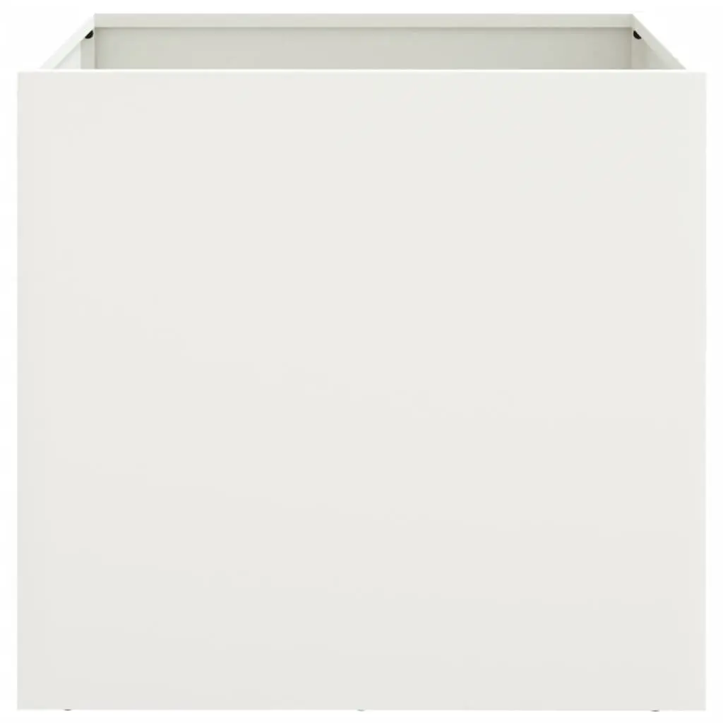 Raised Planter Cold-Rolled Steel 42 x 40 x 39 cm White Outdoor Flower Box
