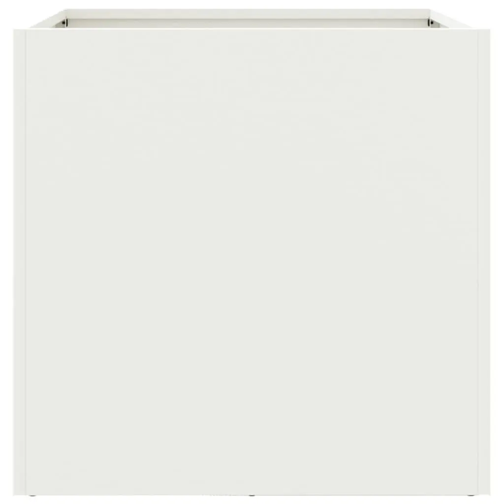 Raised Planter Cold-Rolled Steel 42 x 40 x 39 cm White Outdoor Flower Box