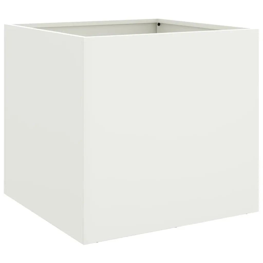 White Steel Garden Planters 2 Piece Cold Rolled Steel Flower Pots Outdoor Raised Beds