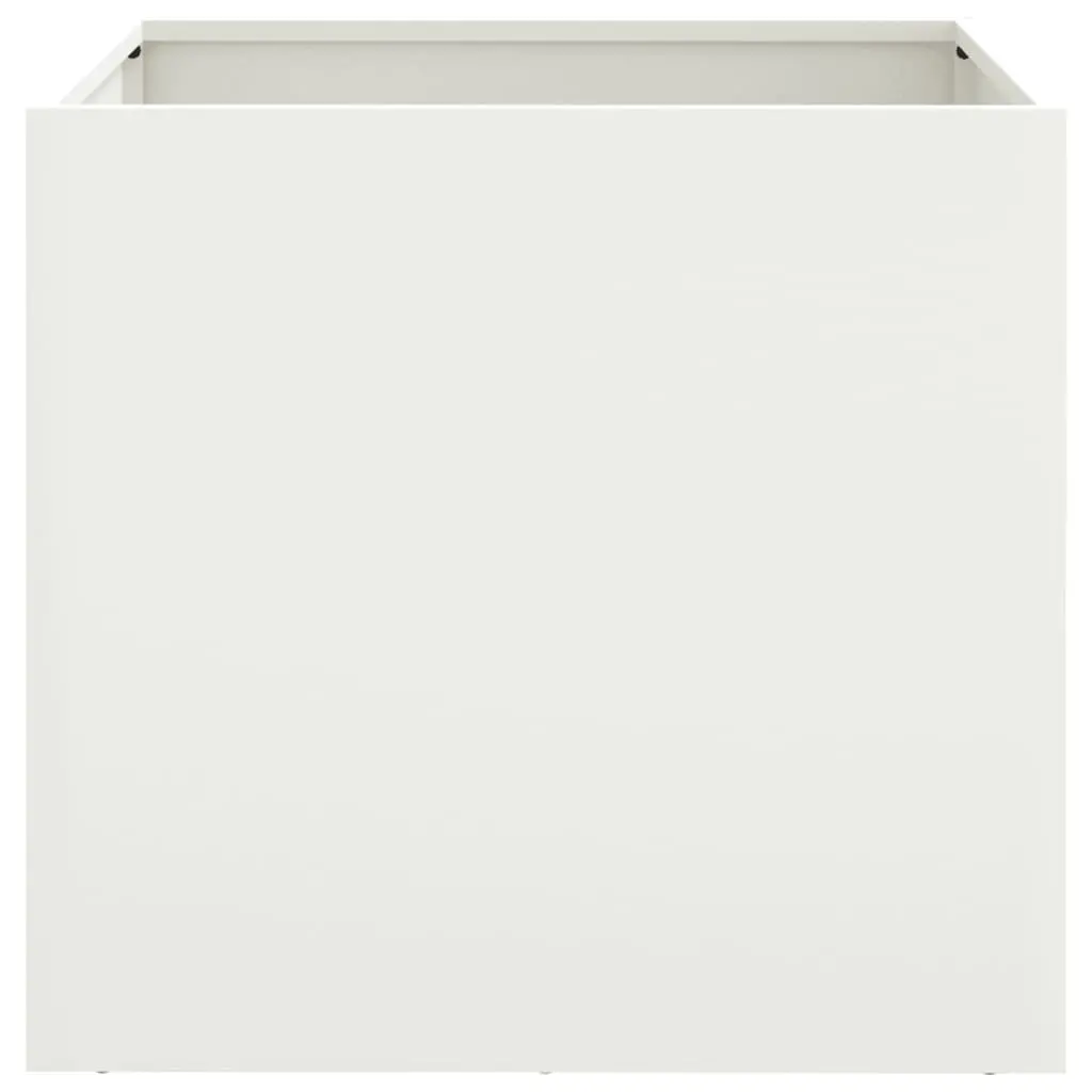 White Steel Garden Planters 2 Piece Cold Rolled Steel Flower Pots Outdoor Raised Beds