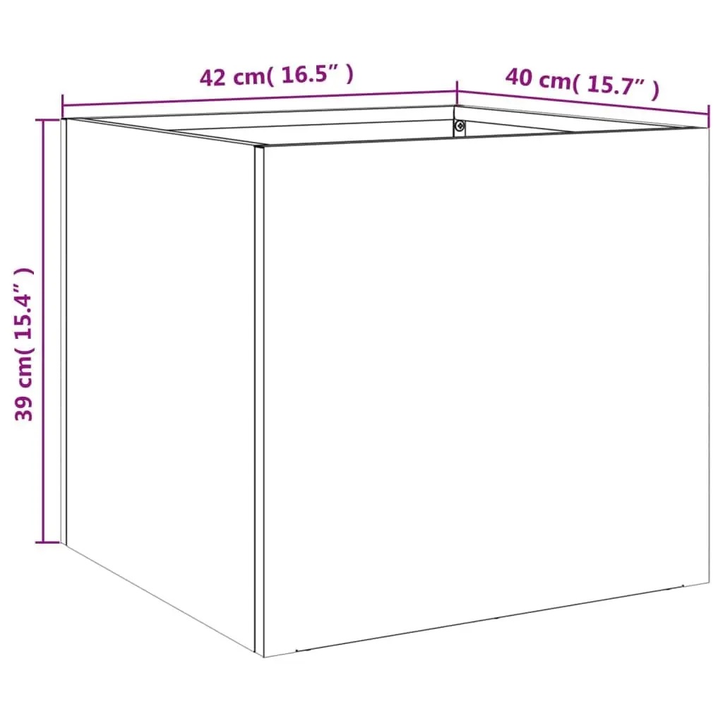 Garden Planter Boxes Anthracite Cold Rolled Steel 42x40x39cm 2 Piece Outdoor Flower Pot