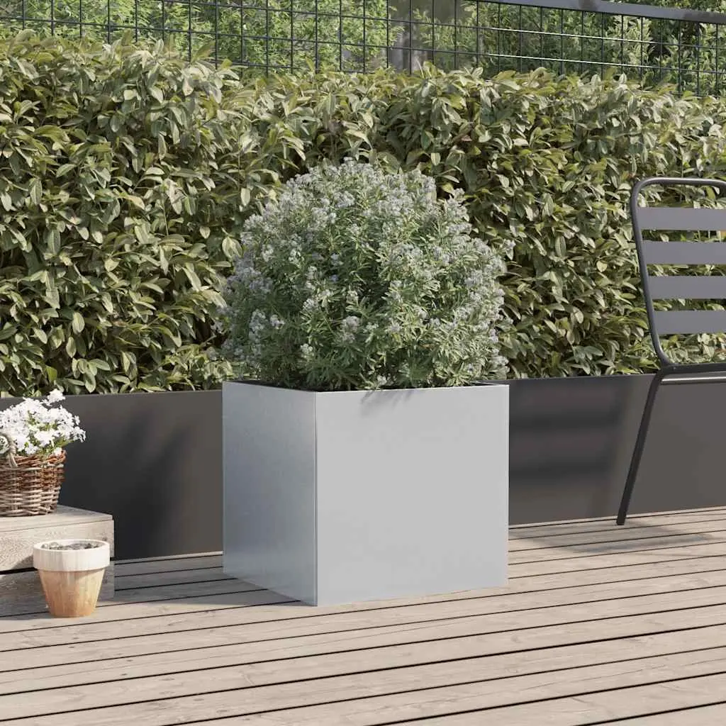 Raised Bed Planter Galvanised Steel 39cm Height 42cm Width 40cm Depth Silver for Balcony Patio Garden Decor