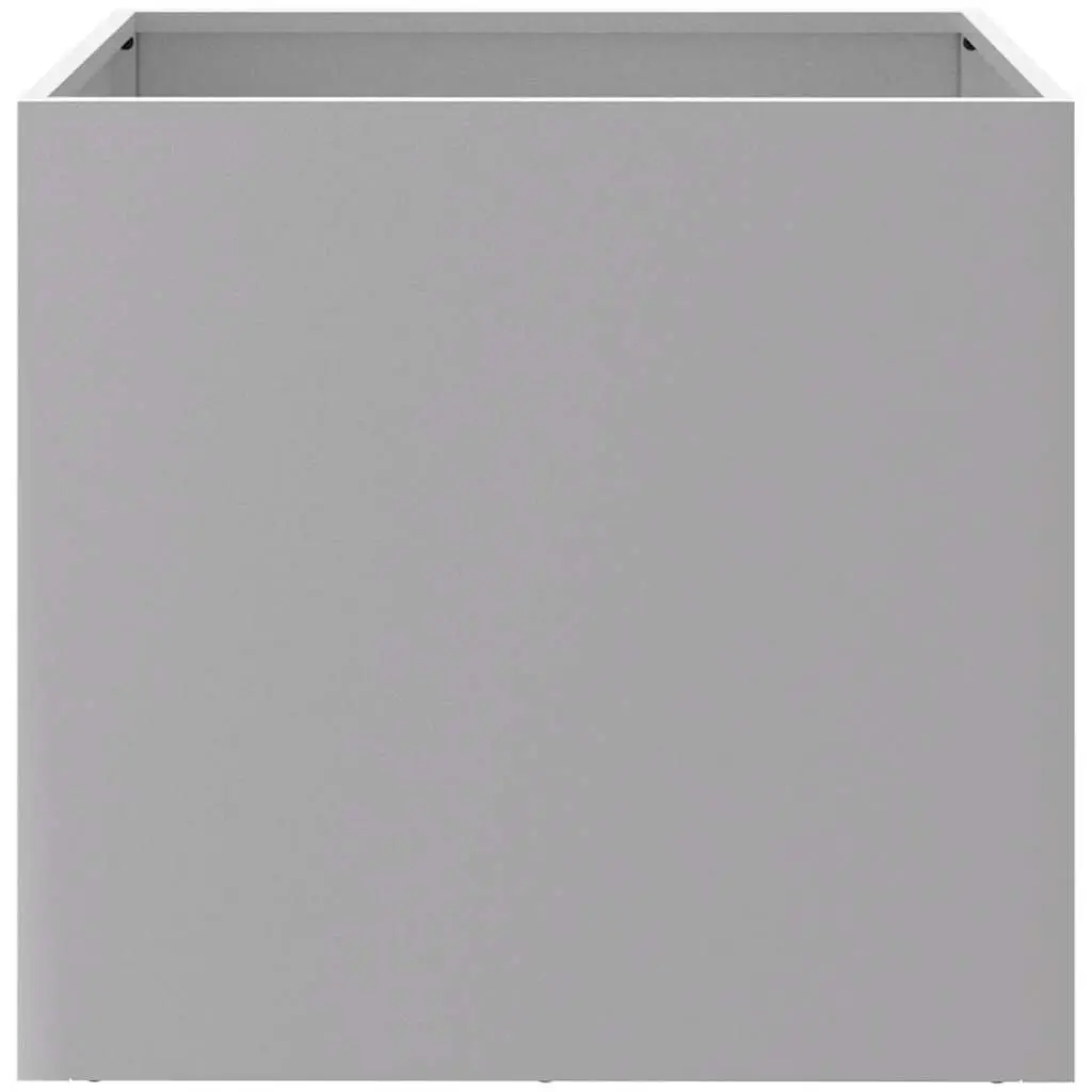Garden Planters Set of 2 Silver Galvanised Steel Outdoor Pots 42x40x39cm