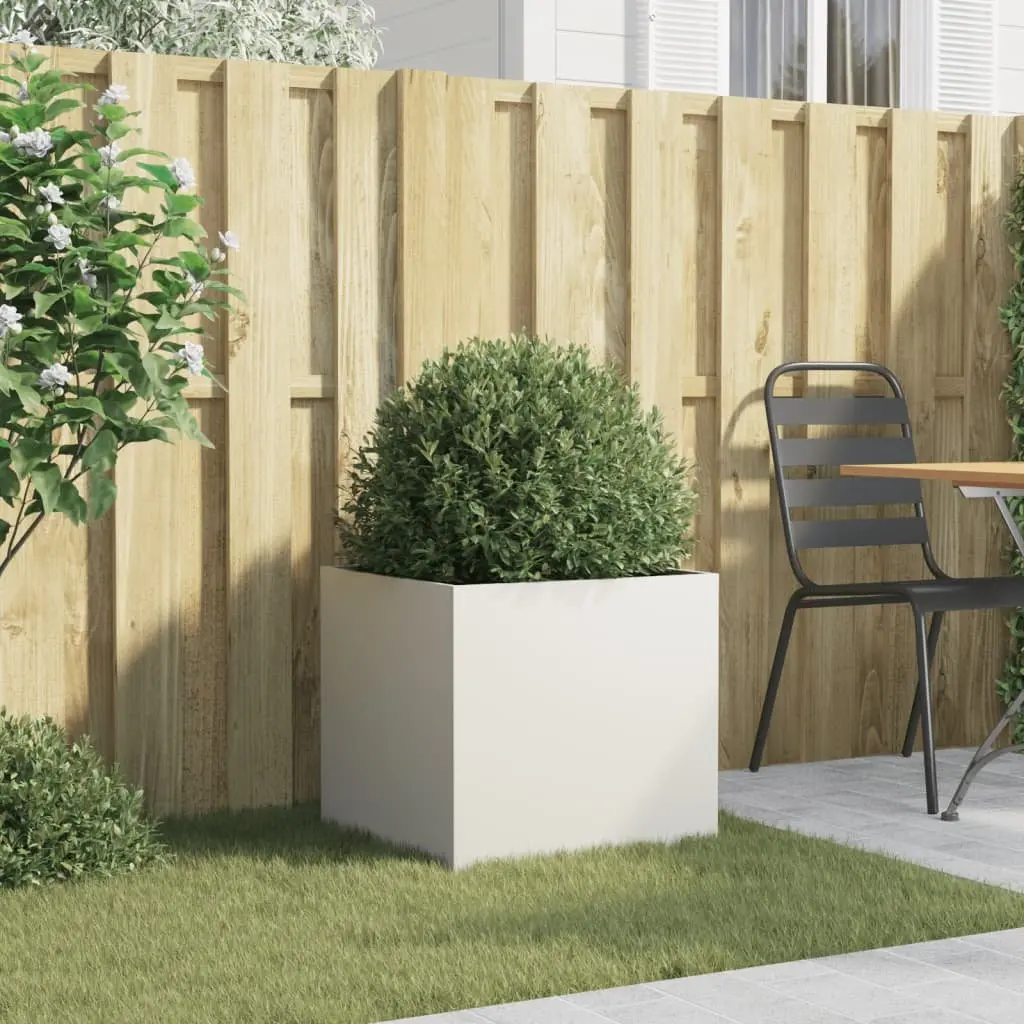 Raised Garden Planter Box White Steel Frame Outdoor Flower Pot Bed Container