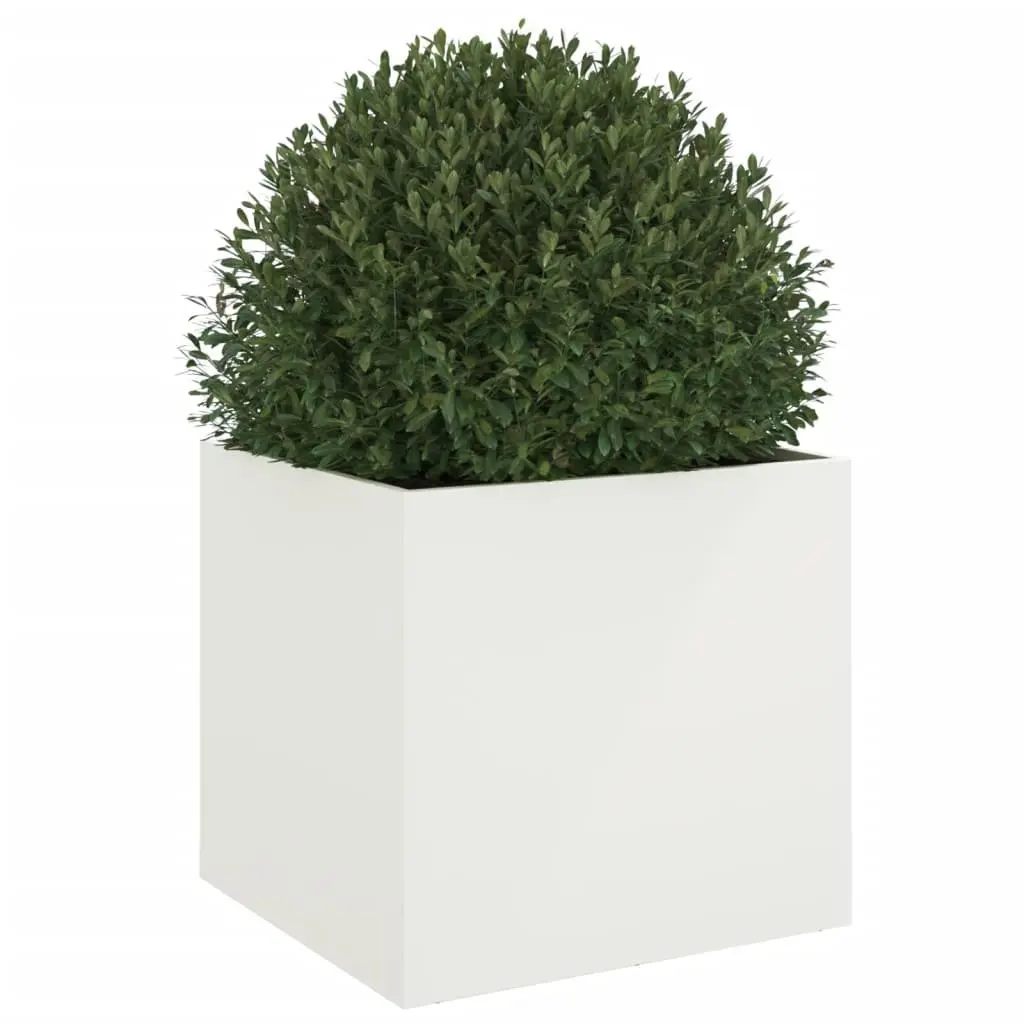 Raised Garden Planter Box White Steel Frame Outdoor Flower Pot Bed Container