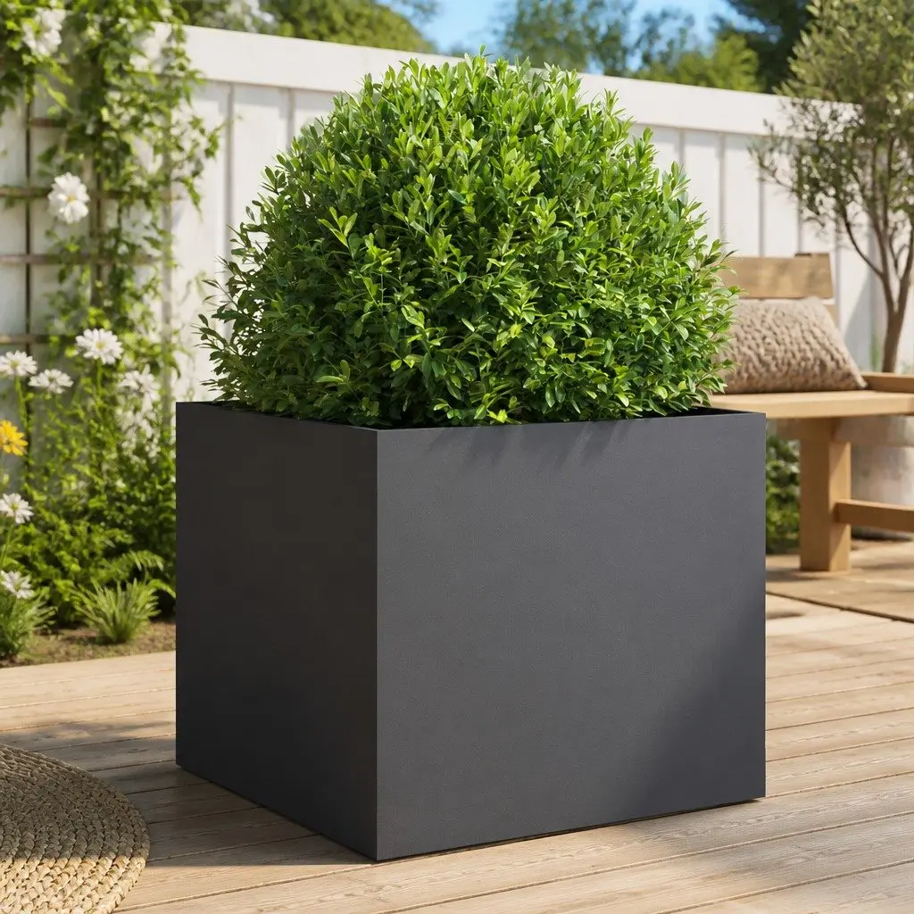 Steel Planter Cold-Rolled Steel 49 x 47 x 46 cm Anthracite Colour Garden Raised Bed Flower Box Decoration Outdoor