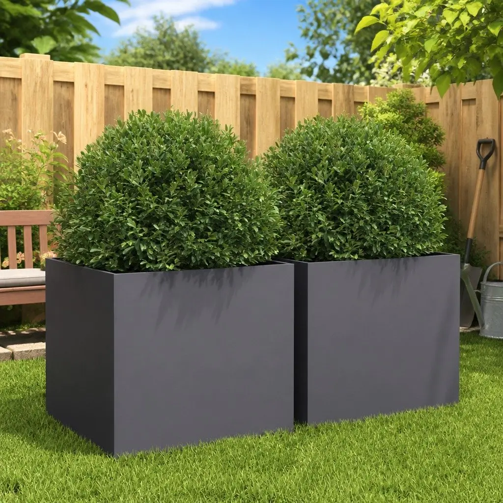 Garden Planters Cold-rolled Steel 49L x 47W x 46H cm Anthracite 2 Piece