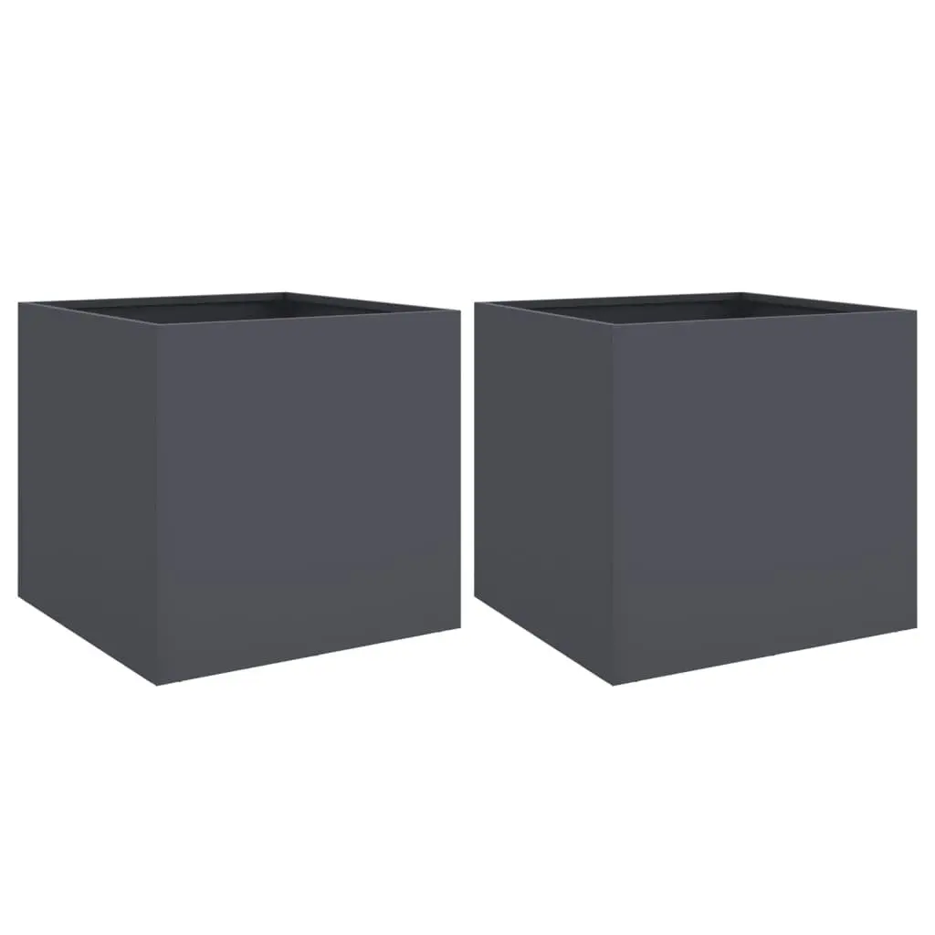 Garden Planters Cold-rolled Steel 49L x 47W x 46H cm Anthracite 2 Piece